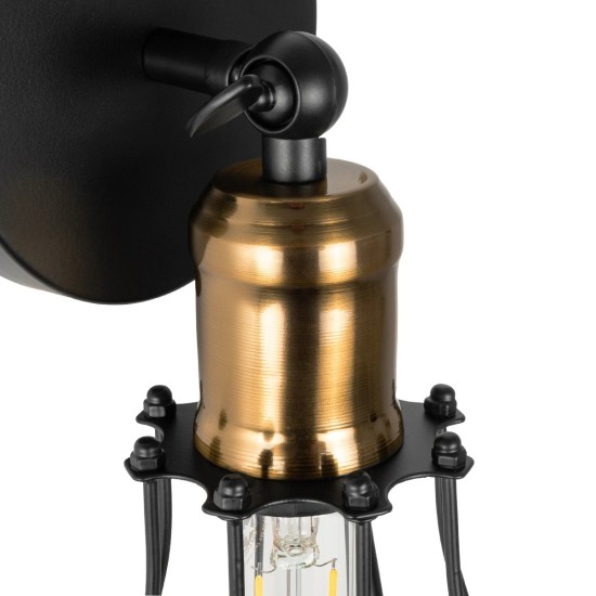 GLOBOSTAR® CATEL 01056 Vintage Φωτιστικό Τοίχου - Απλίκα με Ντουί 1 x E27 AC 220-240V IP20 - Μαύρο & Χρυσό - Μ12 x 15 x Υ32cm GLOBOSTAR® CATEL 01056 Vintage Φωτιστικό Τοίχου - Απλίκα με Ντουί 1 x E27 AC 220-240V IP20 - Μαύρο & Χρυσό - Μ12 x 15 x Υ32cm