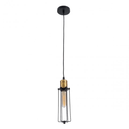 GLOBOSTAR® KLECE 01057 Vintage Κρεμαστό Φωτιστικό Οροφής με Ντουί 1 x E27 AC 220-240V IP20 - Μαύρο & Χρυσό - Μ8 x Π8 x Υ28cm GLOBOSTAR® KLECE 01057 Vintage Κρεμαστό Φωτιστικό Οροφής με Ντουί 1 x E27 AC 220-240V IP20 - Μαύρο & Χρυσό - Μ8 x Π8 x Υ28cm