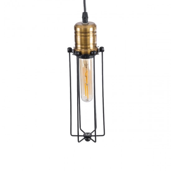 GLOBOSTAR® KLECE 01057 Vintage Κρεμαστό Φωτιστικό Οροφής με Ντουί 1 x E27 AC 220-240V IP20 - Μαύρο & Χρυσό - Μ8 x Π8 x Υ28cm GLOBOSTAR® KLECE 01057 Vintage Κρεμαστό Φωτιστικό Οροφής με Ντουί 1 x E27 AC 220-240V IP20 - Μαύρο & Χρυσό - Μ8 x Π8 x Υ28cm