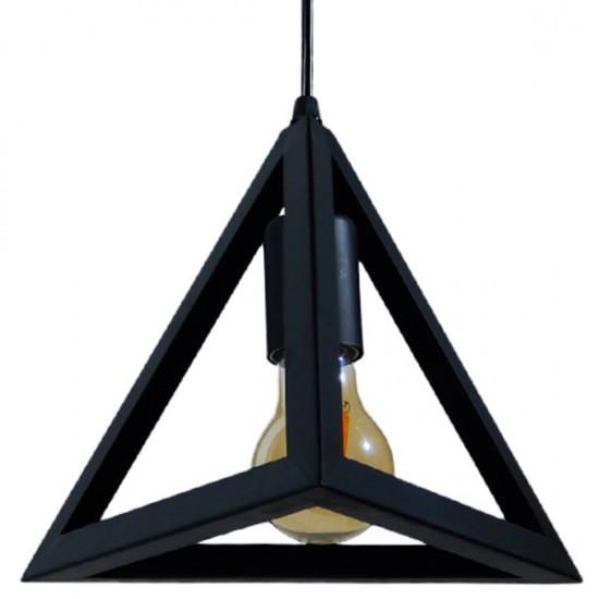 GLOBOSTAR® TRIANGLE 01063 Μοντέρνο Κρεμαστό Φωτιστικό Οροφής με Ντουί 1 x E27 AC 220-240V IP20 - Μαύρο - Μ25 x Π25 x Y21cm
