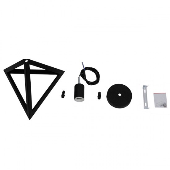 GLOBOSTAR® TRIANGLE 01063 Μοντέρνο Κρεμαστό Φωτιστικό Οροφής με Ντουί 1 x E27 AC 220-240V IP20 - Μαύρο - Μ25 x Π25 x Y21cm