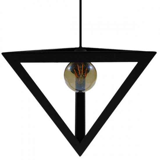 GLOBOSTAR® TRIANGLE 01063 Μοντέρνο Κρεμαστό Φωτιστικό Οροφής με Ντουί 1 x E27 AC 220-240V IP20 - Μαύρο - Μ25 x Π25 x Y21cm