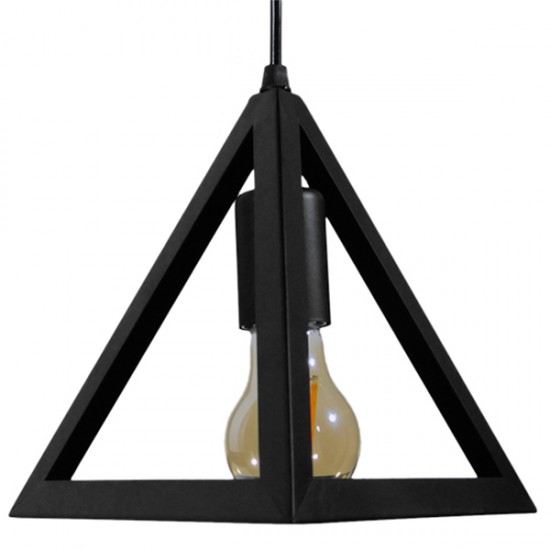 GLOBOSTAR® TRIANGLE 01063 Μοντέρνο Κρεμαστό Φωτιστικό Οροφής με Ντουί 1 x E27 AC 220-240V IP20 - Μαύρο - Μ25 x Π25 x Y21cm