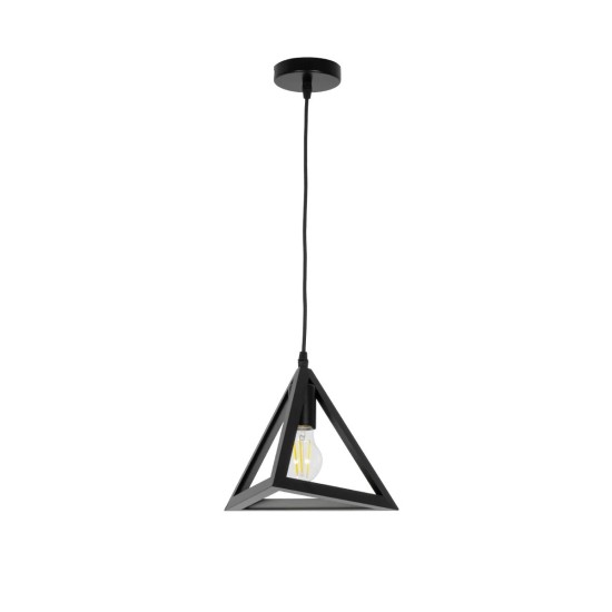 GLOBOSTAR® TRIANGLE 01063 Μοντέρνο Κρεμαστό Φωτιστικό Οροφής με Ντουί 1 x E27 AC 220-240V IP20 - Μαύρο - Μ25 x Π25 x Y21cm