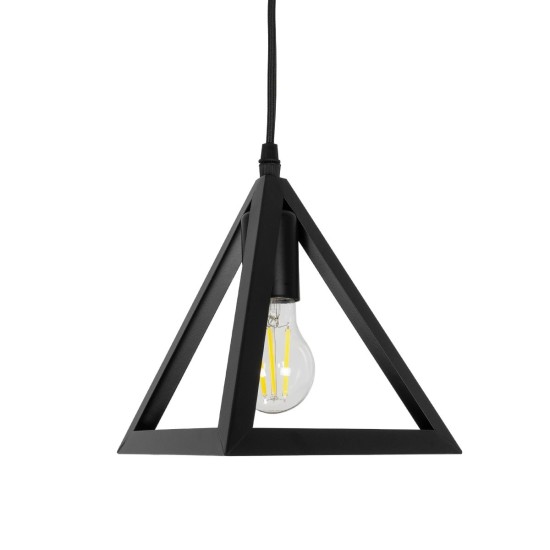 GLOBOSTAR® TRIANGLE 01063 Μοντέρνο Κρεμαστό Φωτιστικό Οροφής με Ντουί 1 x E27 AC 220-240V IP20 - Μαύρο - Μ25 x Π25 x Y21cm