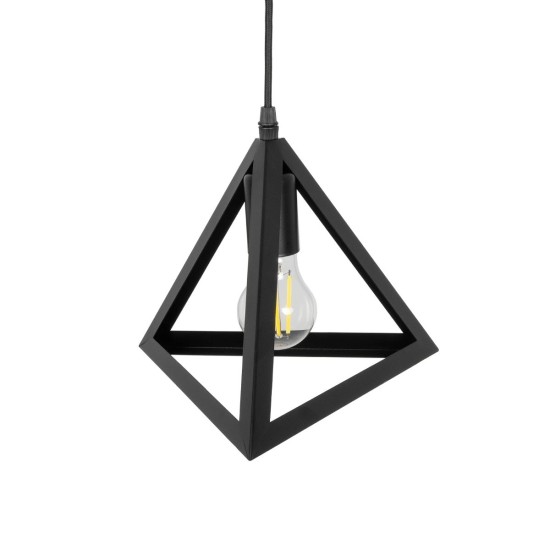 GLOBOSTAR® TRIANGLE 01063 Μοντέρνο Κρεμαστό Φωτιστικό Οροφής με Ντουί 1 x E27 AC 220-240V IP20 - Μαύρο - Μ25 x Π25 x Y21cm