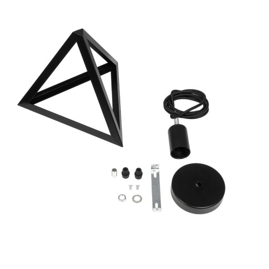 GLOBOSTAR® TRIANGLE 01063 Μοντέρνο Κρεμαστό Φωτιστικό Οροφής με Ντουί 1 x E27 AC 220-240V IP20 - Μαύρο - Μ25 x Π25 x Y21cm