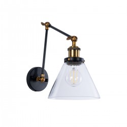 GLOBOSTAR® BINGLEY 01068 Vintage Φωτιστικό Τοίχου - Απλίκα με Ντουί 1 x E27 AC 220-240V IP20 - Διάφανο & Χρυσό - Μ18 x Π40 x Υ43cm