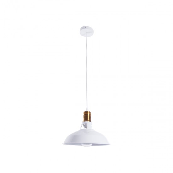 GLOBOSTAR® ANER 01072 Vintage Κρεμαστό Φωτιστικό Οροφής με Ντουί 1 x E27 AC 220-240V IP20 - Λευκό & Χρυσό - Μ27.5 x Π27.5 x Υ19cm