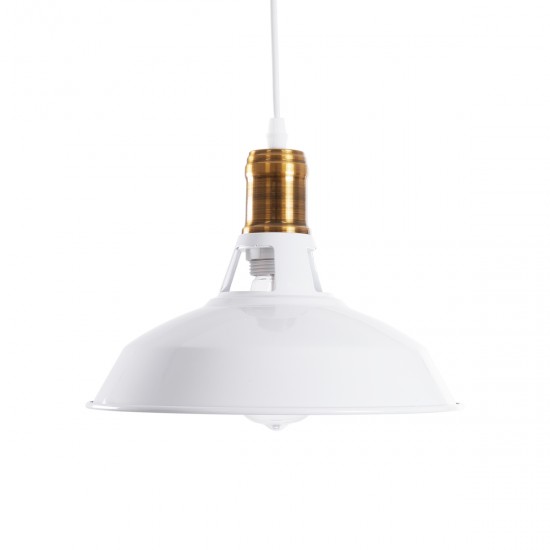 GLOBOSTAR® ANER 01072 Vintage Κρεμαστό Φωτιστικό Οροφής με Ντουί 1 x E27 AC 220-240V IP20 - Λευκό & Χρυσό - Μ27.5 x Π27.5 x Υ19cm