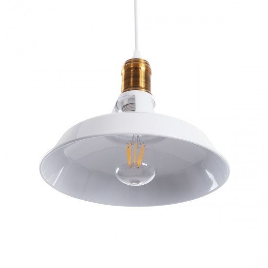 GLOBOSTAR® ANER 01072 Vintage Κρεμαστό Φωτιστικό Οροφής με Ντουί 1 x E27 AC 220-240V IP20 - Λευκό & Χρυσό - Μ27.5 x Π27.5 x Υ19cm