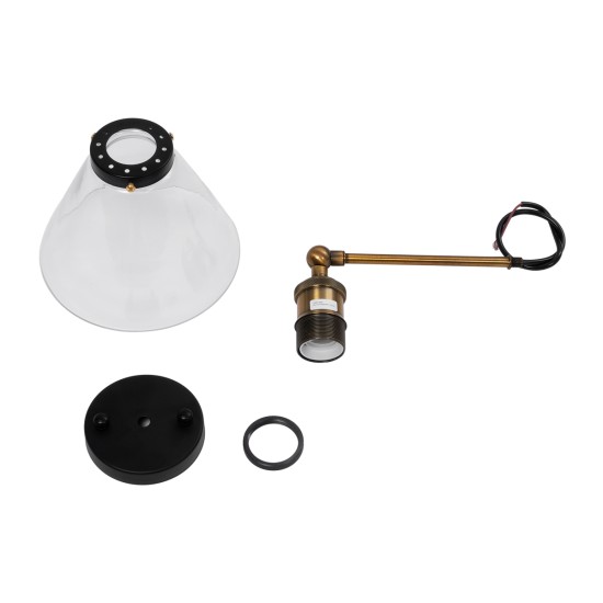 GLOBOSTAR® BINGLEY 01074 Vintage Φωτιστικό Τοίχου - Απλίκα με Ντουί 1 x E27 AC 220-240V IP20 - Διάφανο & Χρυσό - Μ18 x Π28 x Υ25cm