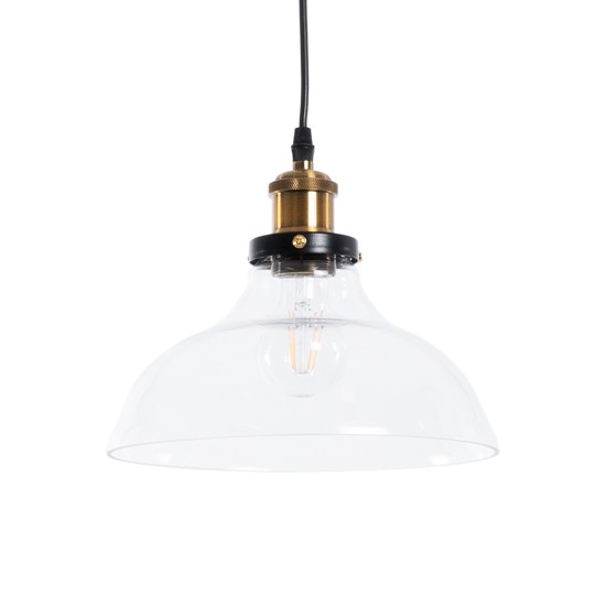 GLOBOSTAR® WICKHAM 01075 Vintage Κρεμαστό Φωτιστικό Οροφής με Ντουί 1 x E27 AC 220-240V IP20 - Διάφανο & Χρυσό - Μ24.5 x Π24.5 x Υ15cm GLOBOSTAR® WICKHAM 01075 Vintage Κρεμαστό Φωτιστικό Οροφής με Ντουί 1 x E27 AC 220-240V IP20 - Διάφανο & Χρυσό - Μ24.5 x Π24.5 x Υ15cm