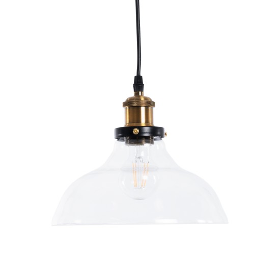 GLOBOSTAR® WICKHAM 01075 Vintage Κρεμαστό Φωτιστικό Οροφής με Ντουί 1 x E27 AC 220-240V IP20 - Διάφανο & Χρυσό - Μ24.5 x Π24.5 x Υ15cm GLOBOSTAR® WICKHAM 01075 Vintage Κρεμαστό Φωτιστικό Οροφής με Ντουί 1 x E27 AC 220-240V IP20 - Διάφανο & Χρυσό - Μ24.5 x Π24.5 x Υ15cm