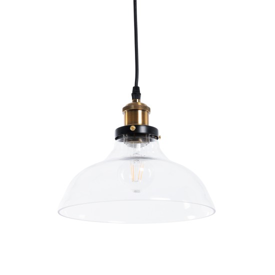 GLOBOSTAR® WICKHAM 01075 Vintage Κρεμαστό Φωτιστικό Οροφής με Ντουί 1 x E27 AC 220-240V IP20 - Διάφανο & Χρυσό - Μ24.5 x Π24.5 x Υ15cm GLOBOSTAR® WICKHAM 01075 Vintage Κρεμαστό Φωτιστικό Οροφής με Ντουί 1 x E27 AC 220-240V IP20 - Διάφανο & Χρυσό - Μ24.5 x Π24.5 x Υ15cm