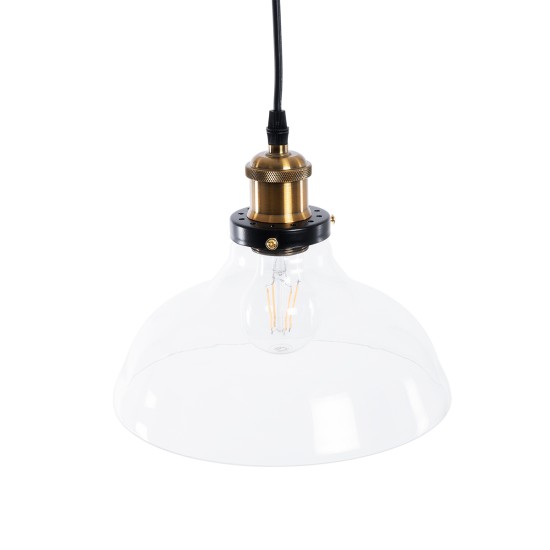 GLOBOSTAR® WICKHAM 01075 Vintage Κρεμαστό Φωτιστικό Οροφής με Ντουί 1 x E27 AC 220-240V IP20 - Διάφανο & Χρυσό - Μ24.5 x Π24.5 x Υ15cm GLOBOSTAR® WICKHAM 01075 Vintage Κρεμαστό Φωτιστικό Οροφής με Ντουί 1 x E27 AC 220-240V IP20 - Διάφανο & Χρυσό - Μ24.5 x Π24.5 x Υ15cm