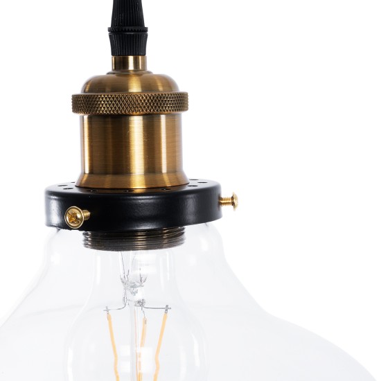GLOBOSTAR® WICKHAM 01075 Vintage Κρεμαστό Φωτιστικό Οροφής με Ντουί 1 x E27 AC 220-240V IP20 - Διάφανο & Χρυσό - Μ24.5 x Π24.5 x Υ15cm GLOBOSTAR® WICKHAM 01075 Vintage Κρεμαστό Φωτιστικό Οροφής με Ντουί 1 x E27 AC 220-240V IP20 - Διάφανο & Χρυσό - Μ24.5 x Π24.5 x Υ15cm