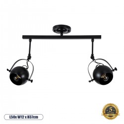 GLOBOSTAR® CANNES 01081 Μοντέρνο Φωτιστικό Οροφής με Ντουί 2 x E27 AC 220-240V IP20 - Μαύρο - Μ61 x Π12 x Υ48cm