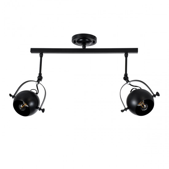GLOBOSTAR® CANNES 01081 Μοντέρνο Φωτιστικό Οροφής με Ντουί 2 x E27 AC 220-240V IP20 - Μαύρο - Μ61 x Π12 x Υ48cm