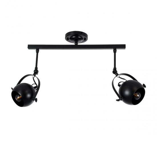 GLOBOSTAR® CANNES 01081 Μοντέρνο Φωτιστικό Οροφής με Ντουί 2 x E27 AC 220-240V IP20 - Μαύρο - Μ61 x Π12 x Υ48cm