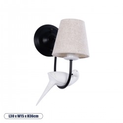 GLOBOSTAR® DOVE 01084 Vintage Φωτιστικό Τοίχου - Απλίκα με Ντουί 1 x E14 AC 220-240V IP20 - Μαύρο & Μπεζ - Μ30 x Π15 x Υ36cm