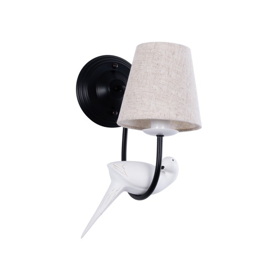 GLOBOSTAR® DOVE 01084 Vintage Φωτιστικό Τοίχου - Απλίκα με Ντουί 1 x E14 AC 220-240V IP20 - Μαύρο & Μπεζ - Μ30 x Π15 x Υ36cm