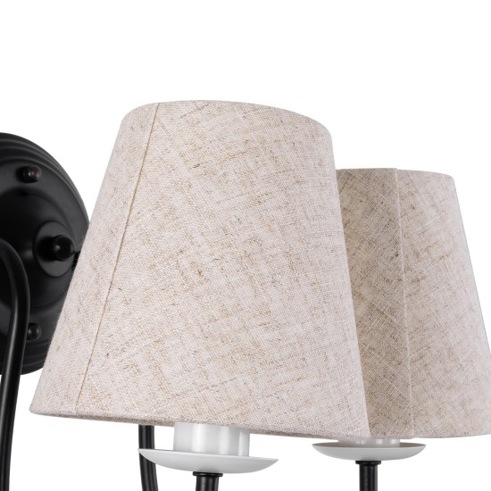 GLOBOSTAR® DOVE 01086 Vintage Φωτιστικό Τοίχου - Απλίκα με Ντουί 2 x E14 AC 220-240V IP20 - Μαύρο & Μπεζ - Μ28 x Π28 x Υ30cm