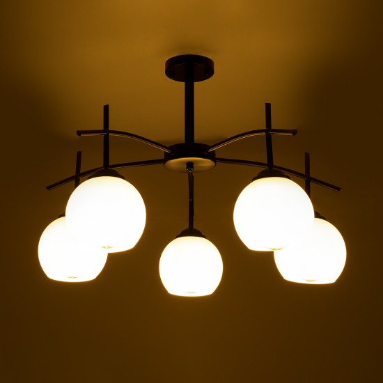 GLOBOSTAR® LUNA 01088 Μοντέρνο Φωτιστικό Οροφής με Ντουί 5 x E27 AC 220-240V IP20 - Λευκό & Μαύρο - Μ60 x Π60 x Υ43cm GLOBOSTAR® LUNA 01088 Μοντέρνο Φωτιστικό Οροφής με Ντουί 5 x E27 AC 220-240V IP20 - Λευκό & Μαύρο - Μ60 x Π60 x Υ43cm