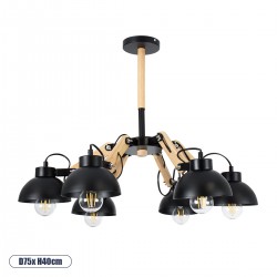 GLOBOSTAR® OLD SCHOOL 01094 Μοντέρνο Φωτιστικό Οροφής με Ντουί 6 x E27 AC 220-240V IP20 - Μαύρο & Μπεζ - Μ75 x Π75 x Υ40cm