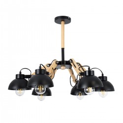 GLOBOSTAR® OLD SCHOOL 01094 Μοντέρνο Φωτιστικό Οροφής με Ντουί 6 x E27 AC 220-240V IP20 - Μαύρο & Μπεζ - Μ75 x Π75 x Υ40cm