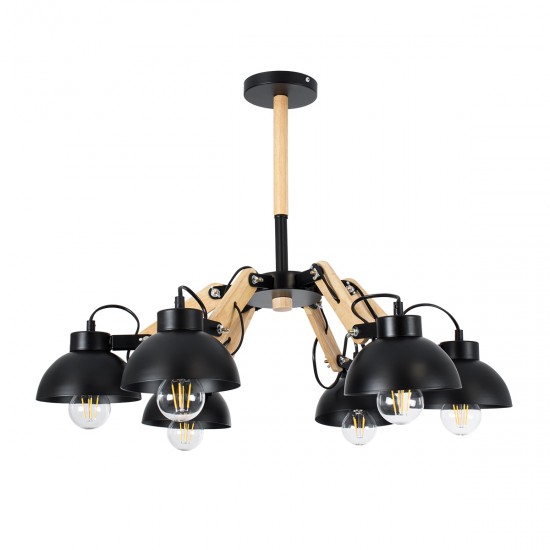 GLOBOSTAR® OLD SCHOOL 01094 Μοντέρνο Φωτιστικό Οροφής με Ντουί 6 x E27 AC 220-240V IP20 - Μαύρο & Μπεζ - Μ75 x Π75 x Υ40cm