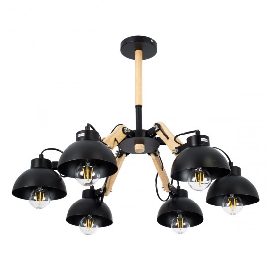 GLOBOSTAR® OLD SCHOOL 01094 Μοντέρνο Φωτιστικό Οροφής με Ντουί 6 x E27 AC 220-240V IP20 - Μαύρο & Μπεζ - Μ75 x Π75 x Υ40cm