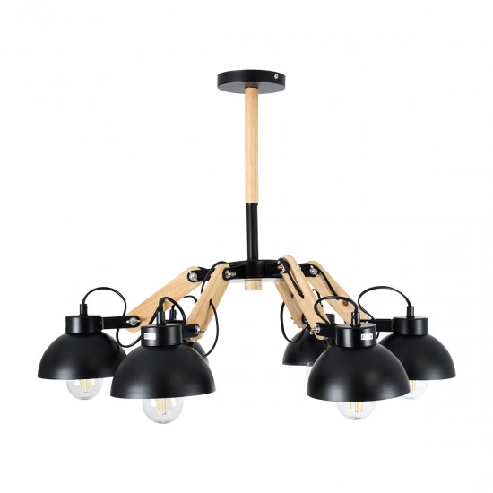 GLOBOSTAR® OLD SCHOOL 01094 Μοντέρνο Φωτιστικό Οροφής με Ντουί 6 x E27 AC 220-240V IP20 - Μαύρο & Μπεζ - Μ75 x Π75 x Υ40cm
