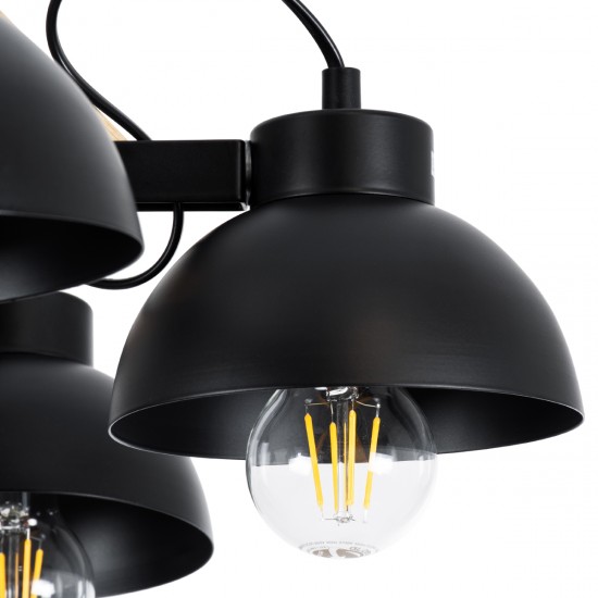 GLOBOSTAR® OLD SCHOOL 01094 Μοντέρνο Φωτιστικό Οροφής με Ντουί 6 x E27 AC 220-240V IP20 - Μαύρο & Μπεζ - Μ75 x Π75 x Υ40cm