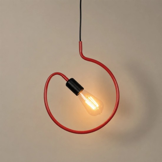 GLOBOSTAR® LIBBY 01095-1 Παιδικό Κρεμαστό Φωτιστικό Οροφής με Ντουί 1 x E27 AC 220-240V IP20 - Κόκκινο - Μ28 x Π4 x Υ34cm