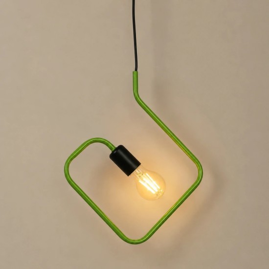 GLOBOSTAR® LIBBY 01096-1 Παιδικό Κρεμαστό Φωτιστικό Οροφής με Ντουί 1 x E27 AC 220-240V IP20 - Πράσινο & Μαύρο - Μ31 x Π4 x Υ37.5cm