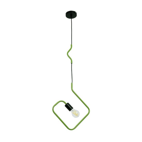 GLOBOSTAR® LIBBY 01096-1 Παιδικό Κρεμαστό Φωτιστικό Οροφής με Ντουί 1 x E27 AC 220-240V IP20 - Πράσινο & Μαύρο - Μ31 x Π4 x Υ37.5cm