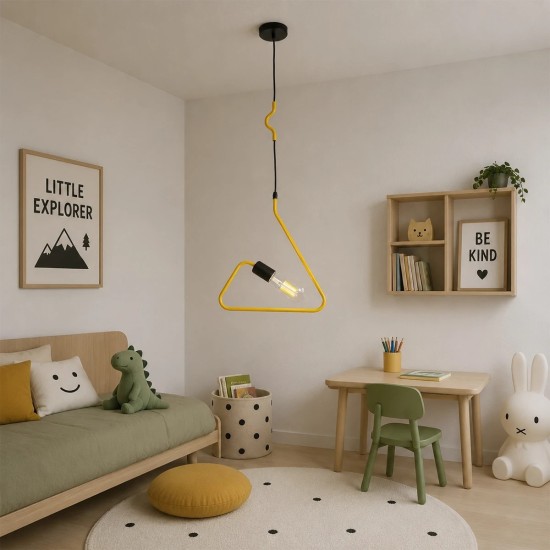 GLOBOSTAR® LIBBY 01097-1 Παιδικό Κρεμαστό Φωτιστικό Οροφής με Ντουί 1 x E27 AC 220-240V IP20 - Κίτρινο - Μ30 x Π4 x Υ32cm