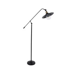 GLOBOSTAR® WYNGE 01101 Vintage Επιδαπέδιο Φωτιστικό με Ντουί 1 x E27 AC 220-240V IP20 - Μαύρο & Χρυσό - Μ95 x Π27 x Υ174cm