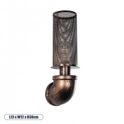 GLOBOSTAR® RAZA 01105 Vintage Φωτιστικό Τοίχου - Απλίκα με Ντουί 1 x E27 AC 220-240V IP20 - Χάλκινο - Μ13 x Π12 x Υ38cm