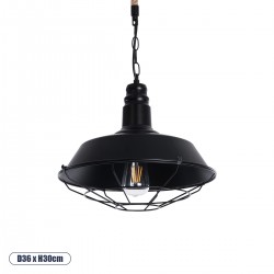 GLOBOSTAR® CRANE 01109 Vintage Κρεμαστό Φωτιστικό Οροφής με Ντουί 1 x E27 AC 220-240V IP20 - Μαύρο & Μπεζ - Μ36 x Π36 x Υ30cm