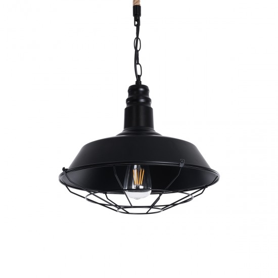 GLOBOSTAR® CRANE 01109 Vintage Κρεμαστό Φωτιστικό Οροφής με Ντουί 1 x E27 AC 220-240V IP20 - Μαύρο & Μπεζ - Μ36 x Π36 x Υ30cm