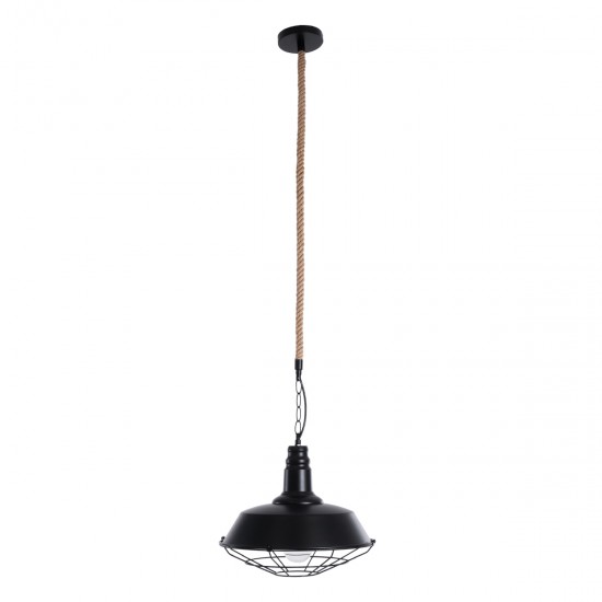 GLOBOSTAR® CRANE 01109 Vintage Κρεμαστό Φωτιστικό Οροφής με Ντουί 1 x E27 AC 220-240V IP20 - Μαύρο & Μπεζ - Μ36 x Π36 x Υ30cm