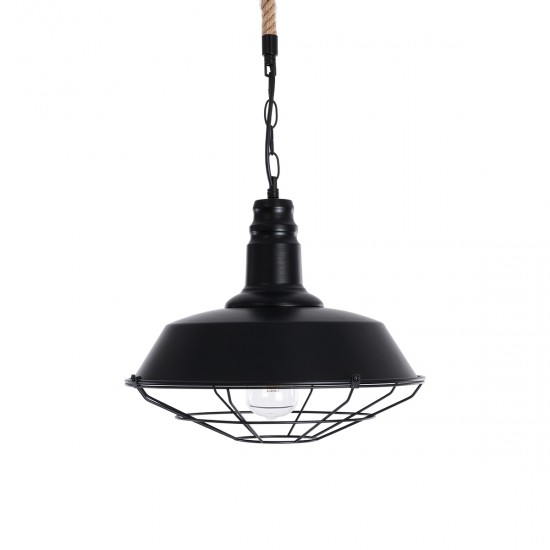 GLOBOSTAR® CRANE 01109 Vintage Κρεμαστό Φωτιστικό Οροφής με Ντουί 1 x E27 AC 220-240V IP20 - Μαύρο & Μπεζ - Μ36 x Π36 x Υ30cm