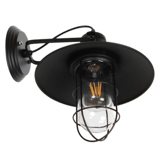 GLOBOSTAR® CELL 01118 Vintage Φωτιστικό Τοίχου - Απλίκα με Ντουί 1 x E27 AC 220-240V IP20 - Μαύρο - Μ33 x Π27 x Υ33cm