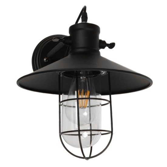 GLOBOSTAR® CELL 01118 Vintage Φωτιστικό Τοίχου - Απλίκα με Ντουί 1 x E27 AC 220-240V IP20 - Μαύρο - Μ33 x Π27 x Υ33cm
