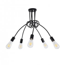 GLOBOSTAR® PAULELI 01127 Μοντέρνο Φωτιστικό Οροφής με Ντουί 5 x E27 AC 220-240V IP20 - Μαύρο - Μ76 x Π76 x Υ45cm