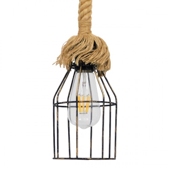GLOBOSTAR® LAICO 01129 Vintage Κρεμαστό Φωτιστικό Οροφής με Ντουί 1 x E27 AC 220-240V IP20 - Μπρούτζινο & Μπεζ - Μ12 x Π12 x Υ100cm GLOBOSTAR® LAICO 01129 Vintage Κρεμαστό Φωτιστικό Οροφής με Ντουί 1 x E27 AC 220-240V IP20 - Μπρούτζινο & Μπεζ - Μ12 x Π12 x Υ100cm