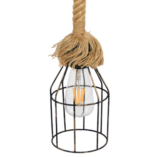 GLOBOSTAR® LAICO 01129 Vintage Κρεμαστό Φωτιστικό Οροφής με Ντουί 1 x E27 AC 220-240V IP20 - Μπρούτζινο & Μπεζ - Μ12 x Π12 x Υ100cm GLOBOSTAR® LAICO 01129 Vintage Κρεμαστό Φωτιστικό Οροφής με Ντουί 1 x E27 AC 220-240V IP20 - Μπρούτζινο & Μπεζ - Μ12 x Π12 x Υ100cm