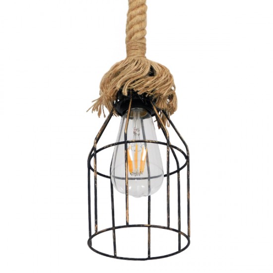 GLOBOSTAR® LAICO 01129 Vintage Κρεμαστό Φωτιστικό Οροφής με Ντουί 1 x E27 AC 220-240V IP20 - Μπρούτζινο & Μπεζ - Μ12 x Π12 x Υ100cm GLOBOSTAR® LAICO 01129 Vintage Κρεμαστό Φωτιστικό Οροφής με Ντουί 1 x E27 AC 220-240V IP20 - Μπρούτζινο & Μπεζ - Μ12 x Π12 x Υ100cm